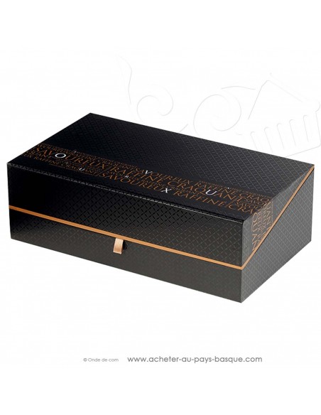 Coffret vide carton rectangle noir et cuivre "Savoureux" - vente en ligne boite packaging - idée cadeau - noel anniversaire