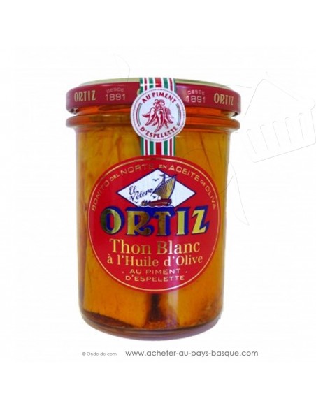 Thon blanc germon Bonite à l'huile d'olive Ortiz en bocal - espagnole cuisine conserve – spécialité basque