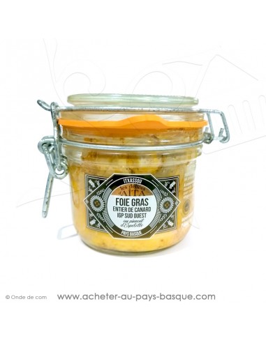 Foie Gras de canard entier IGP piment d'Espelette conserve basque délices d'aita itxassou 180g - vente en ligne