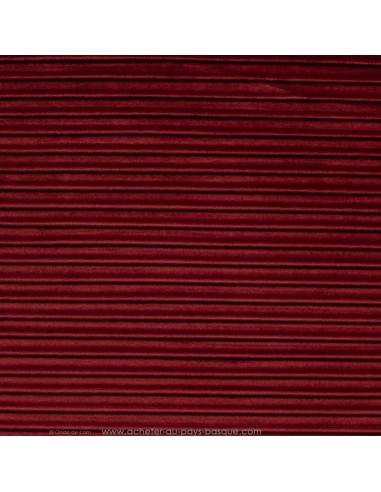 tissu velours ameublement plissé rouge 140 cm Thevenon - Tissus Ameublement au mètre pour chaises rideaux canapés fauteuils