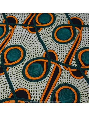 Tissus WAX coton imprimé forme jaune vert fond pointillé - vêtement sac patchwork déco - Tissu habillement Ameublement Biarritz