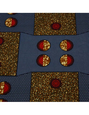 Tissus WAX coton motif géométrique rond carré et pois - vêtement sac patchwork déco - Tissu habillement Ameublement Biarritz