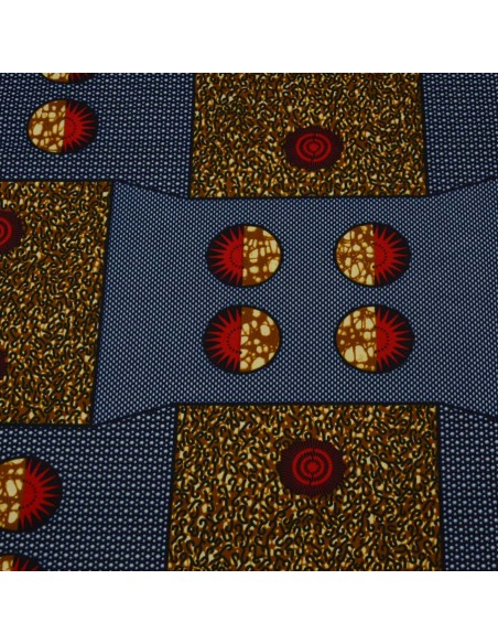 Tissus WAX coton motif géométrique rond carré et pois - vêtement sac patchwork déco - Tissu habillement Ameublement Biarritz