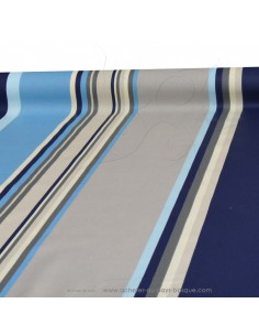 Nappe bleue en Toile enduite rayures Basques bleu - deco table cuisine terrasse Biarritz - acheter nappe basque 2