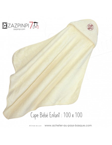 Sortie de bain Cape de bain bébé enfant rouge traditionnel croix Basque  ZAZPINPI linge de bain - cadeau basque naissance bébé