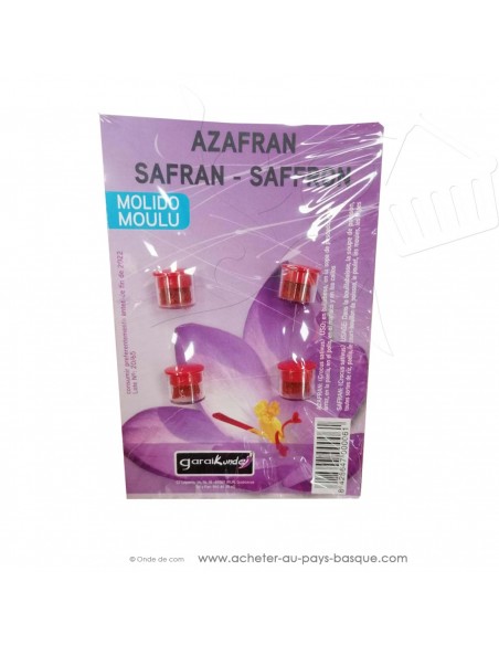 Petit pot de safran poudre 4X 4gr GARAIKunde - condiment espagnol épice Espagne - épices paëlla risotto bouillabaisse tripe