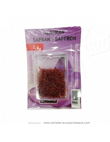 Boite filaments pistils safran 2gr GARAIKunde - condiment espagnol épice Espagne - épices risotto paëlla bouillabaisse tripe