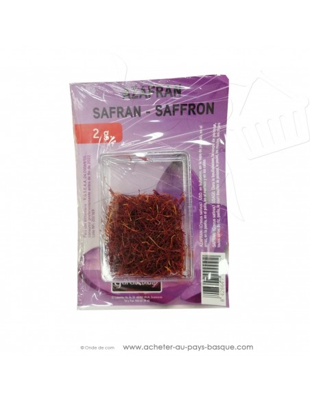 Boite filaments pistils safran 2gr GARAIKunde - condiment espagnol épice Espagne - épices risotto paëlla bouillabaisse tripe