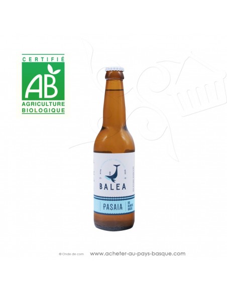 Toute une gamme de bières Basques artisanales Bio ici la Pasaia bière blanche 5 % 33cl - boisson issue agriculture biologique