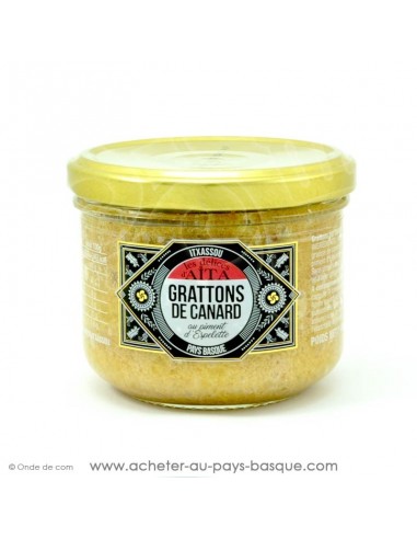 Grattons de pur canard au piment d'Espelette - les délices d'aita itxassou - epicerie fine - plat cuisiné conserve basque