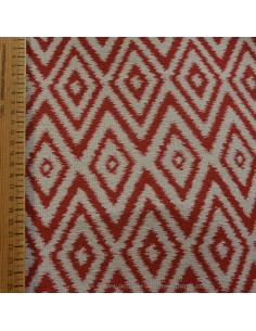 toile extérieure bache outdoor losange blanc et rouge 140cm déperlant - tissus Ameublement extérieur au mètre 2