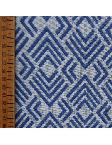 zoom toile extérieure bache outdoor losange entrelacé bleu 160cm déperlant chilienne transat - tissus extérieurs au mètre