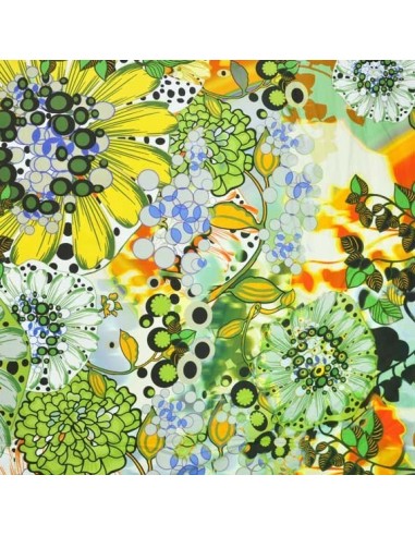 satin de coton jaune et vert tissus habillement docks Biarritz