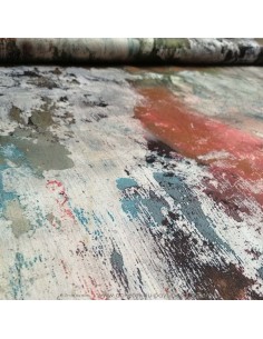 Satin de Coton léger effet peinture oxydation métal rouille gris vert -Tissu habillement haute qualité vente en ligne 2