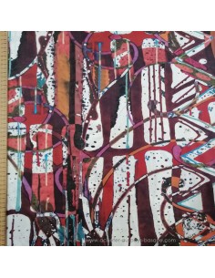 Satin de Coton léger effet peinture acrylique multicolore qualité Italienne -Tissu habillement vente en ligne - Dock Biarritz 2