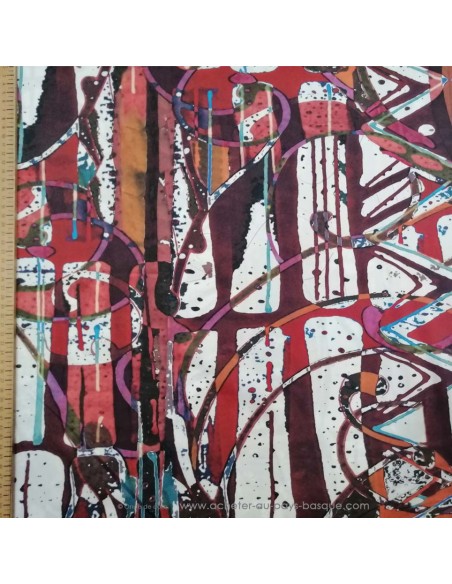 zoom Satin Coton léger effet peinture acrylique multicolore qualité Italienne - Tissu habillement vente en ligne