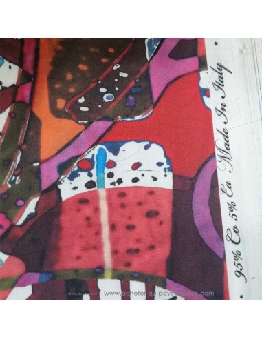 Satin Coton léger effet peinture acrylique multicolore qualité Italienne - Tissu habillement au mètre vente en ligne