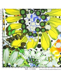 satin de coton jaune et vert tissus habillement docks Biarritz 2