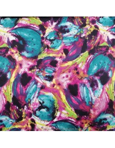 Tissu Satin de coton légèrement strech impression multicolore - tissus habillement au mètre mercerie Biarritz