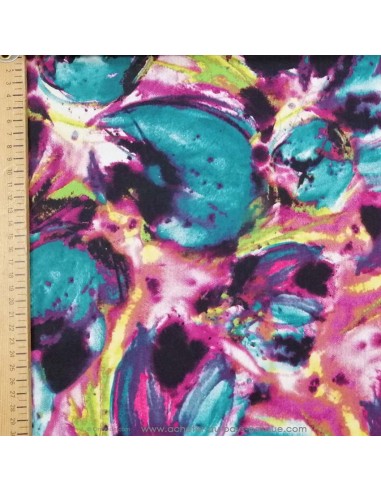 Satin coton légèrement strech impression multicolore - tissu habillement au mètre Biarritz
