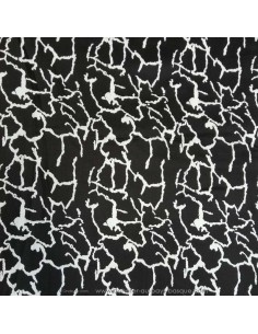 Tissu Satin de coton noir et blanc craquelure effet marbre légèrement strech - tissus habillement au mètre mercerie Biarritz