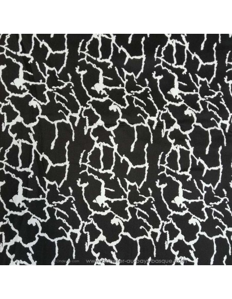 Tissu Satin de coton noir et blanc craquelure effet marbre légèrement strech - tissus habillement au mètre mercerie Biarritz