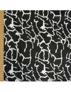 Tissu Satin de coton noir et blanc craquelure effet marbre légèrement strech - tissus habillement au mètre mercerie Biarritz 2