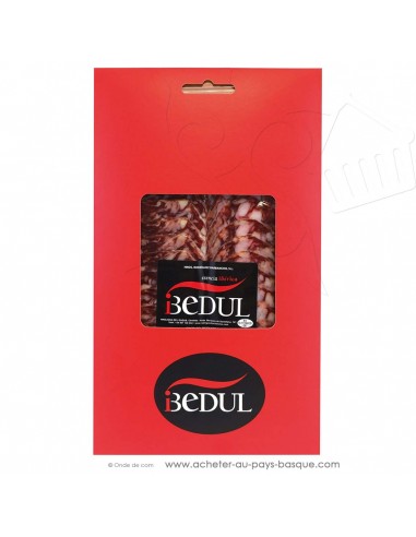 Saucisson Iberico Extra en tranche - 100g sous vide dans un bel emballage cartonné. Ce produit voyage sous température dirigée.