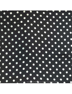 Tissu soie noire pois blancs made in Italie - tissus habillement soie italienne haute couture - vetement sur mesure