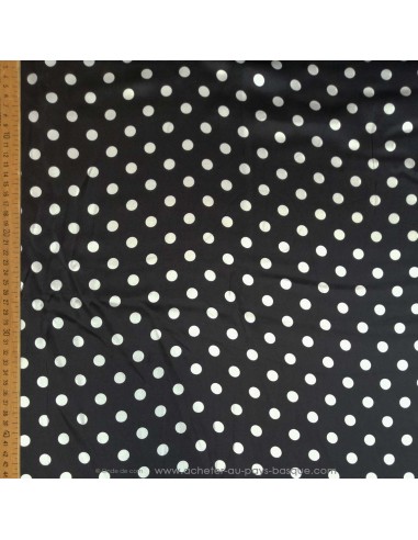 Tissu 100% soie à pois noir et blanc Italie - tissus habillement soie italienne haute couture - mercerie Biarritz
