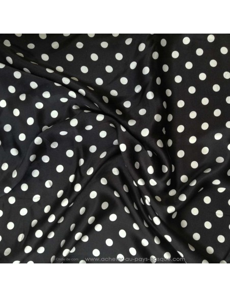 Zoom 100% soie à pois blancs et noirs - tissus habillement soie italienne haute couture - vetement couturiere sur mesure