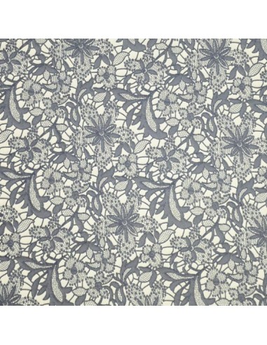 Effet guipure bleu foncé - Tissus Habillement Docks Biarritz en vente