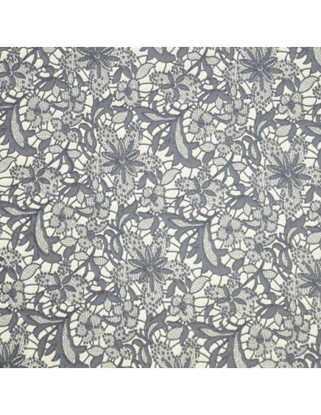 Effet guipure bleu foncé - Tissus Habillement Docks Biarritz en vente