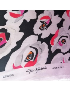 Viscose roses rétro Gai Mattiolo Italie -  tissus habillement viscose italienne haute couture au mètre- vetement sur mesure 2