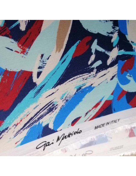 Zoom Viscose fleurs lys bleues Gai Mattiolo -  tissus habillement  au mètre qualité italienne haute couture - tissu créateur