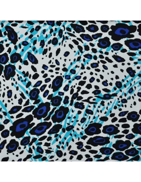 Piqué Bleu fond blanc - Tissu Habillement  - Tissus Léopard des Docks - Biarritz