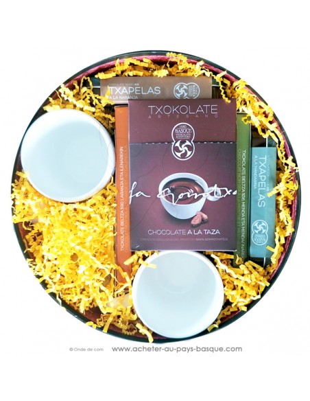 Coffret cadeau basque chocolat chaud pour 2
