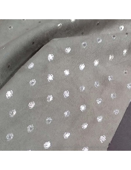 Tissu suédine scuba vert kaki pois or facile à coudre - tissus habillement mercerie Dock Biarritz - création vetement couturiere