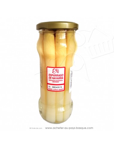 zoom bocal asperge blanche IGP Navarres 8/12 extra 345g - les délices d'aita itxassou - epicerie fine conserve basque