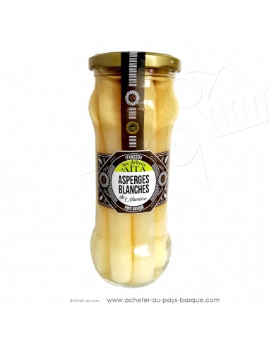 Asperges blanches IGP Navarres 8/12 extra bocal 345g - les délices d'aita itxassou - epicerie fine conserve basque