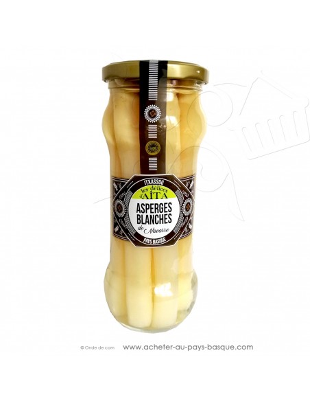 Asperges blanches IGP Navarres 8/12 extra bocal 345g - les délices d'aita itxassou - epicerie fine conserve basque