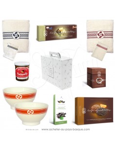 Coffret cadeau : un bon bain et un chocolat chaud : linge de bain et gourmandises basques