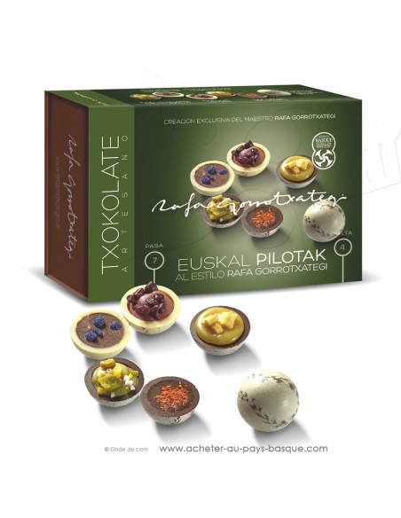 Pilotak Chocolats fourrés demi boule pelote basque - Rafa Gorrotxategi maitre chocolatier - vente en ligne confiserie Espagne