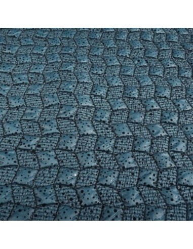 Tissu doudoune légère bleu matelassé ouatine coupe vent tulle résille pois noir - Tissus habillement vente en ligne Biarritz