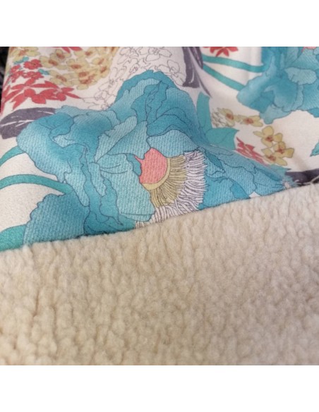 zoom Tissu suédine doublure fausse fourrure fleur vintage - tissus habillement mercerie Dock Biarritz