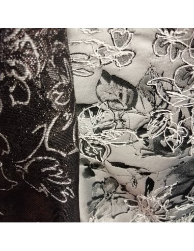 Zoom Tissu habillement jacquard relief effet métal noir argent haute couture Emanuel UNGARO - vente en ligne tissu au mètre