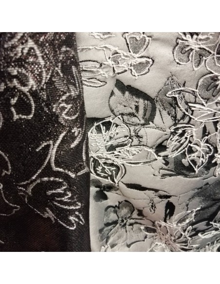Zoom Tissu habillement jacquard relief effet métal noir argent haute couture Emanuel UNGARO - vente en ligne tissu au mètre