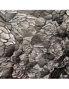 Tissu habillement jacquard relief effet métal noir gris argent mode tendance - vente en ligne - vetement couturiere
