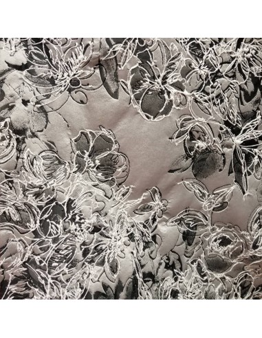 Tissu habillement jacquard relief effet métal noir argent haute couture Emanuel UNGARO - vente en ligne - vetement couturiere