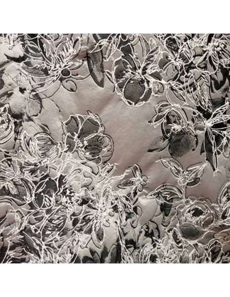 Tissu habillement jacquard relief effet métal noir argent haute couture Emanuel UNGARO - vente en ligne - vetement couturiere